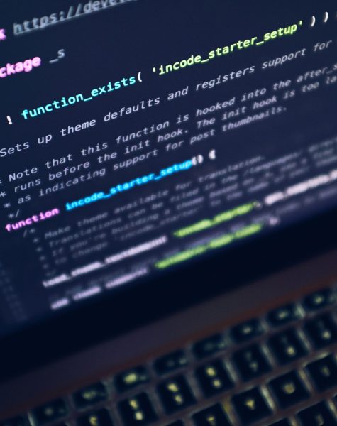 turned on gray laptop computer